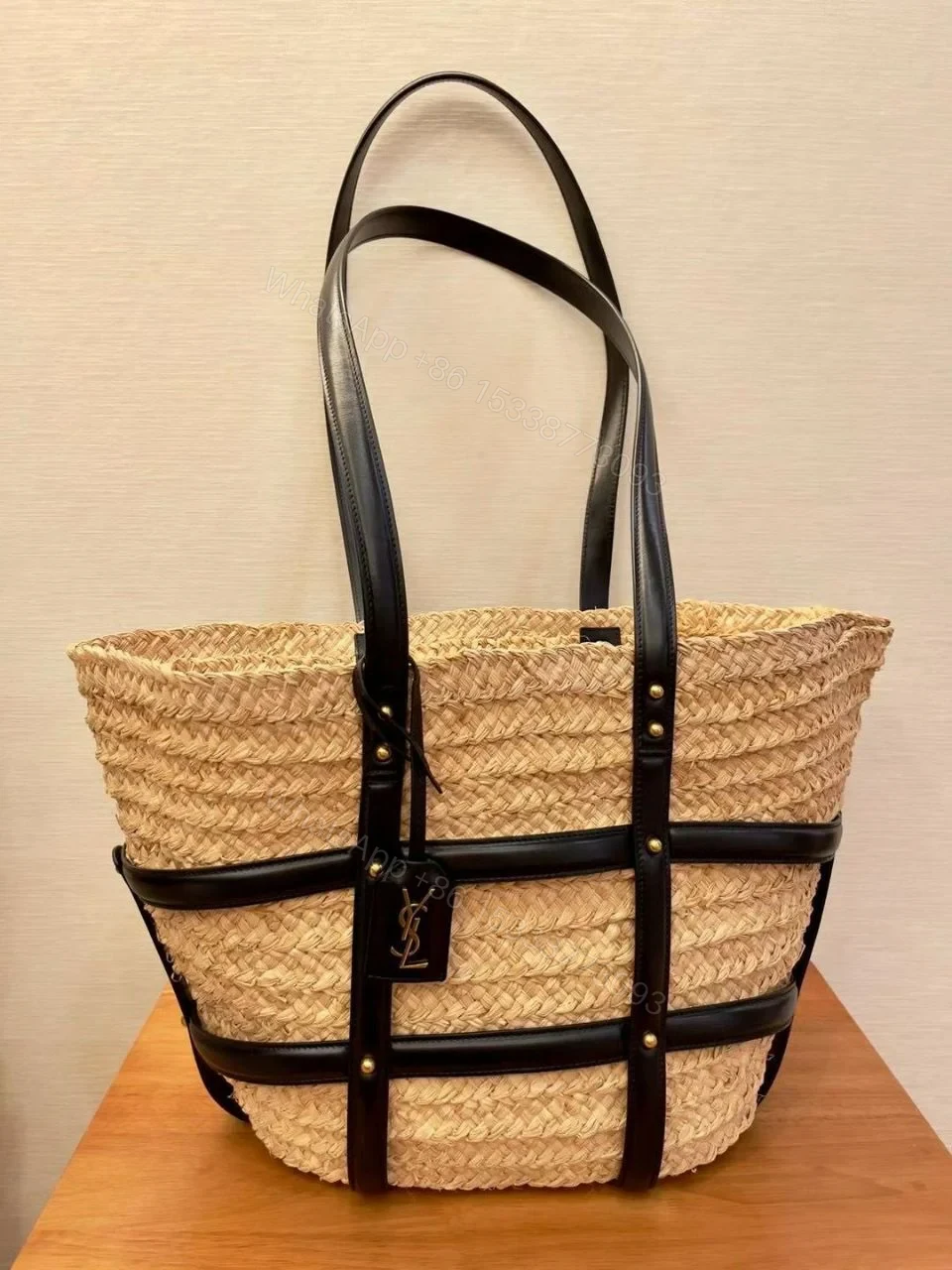 YSL Panier Panier Raffia Medium Tote Bag — view 1