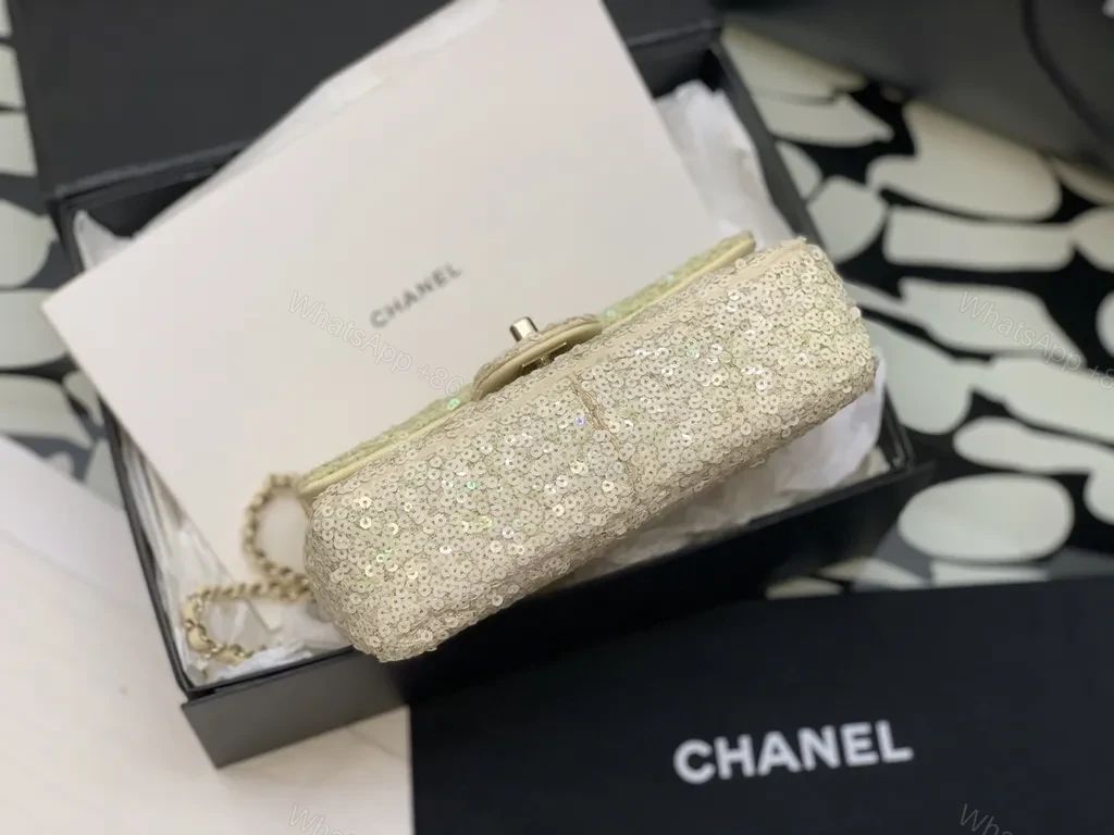 View 5 of Champagne Sequined Clutch: Chanel-Inspired, Lux Texture