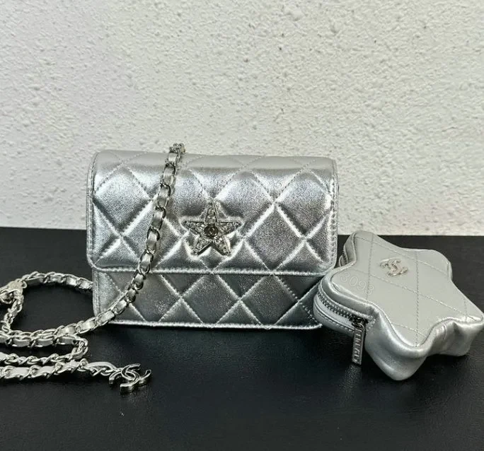 Chanel Grey Star Coin Purse Flap Bag JH647 – Flawless Stitching Details — view 1