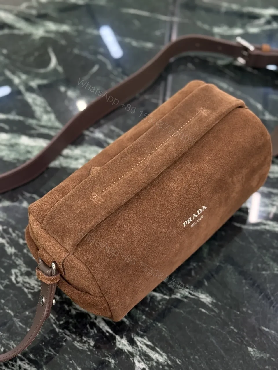 View 4 of Brown Suede-Texture Belt Bag — Minimal Hardware, Luxe Utility