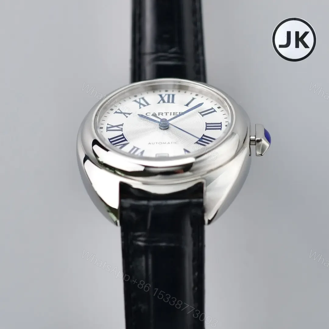 View 4 of Cartier CLE DE Cartier Key 2022 Women’s Watch – Silver Case, Black Leather Strap, Blue Roman Numerals