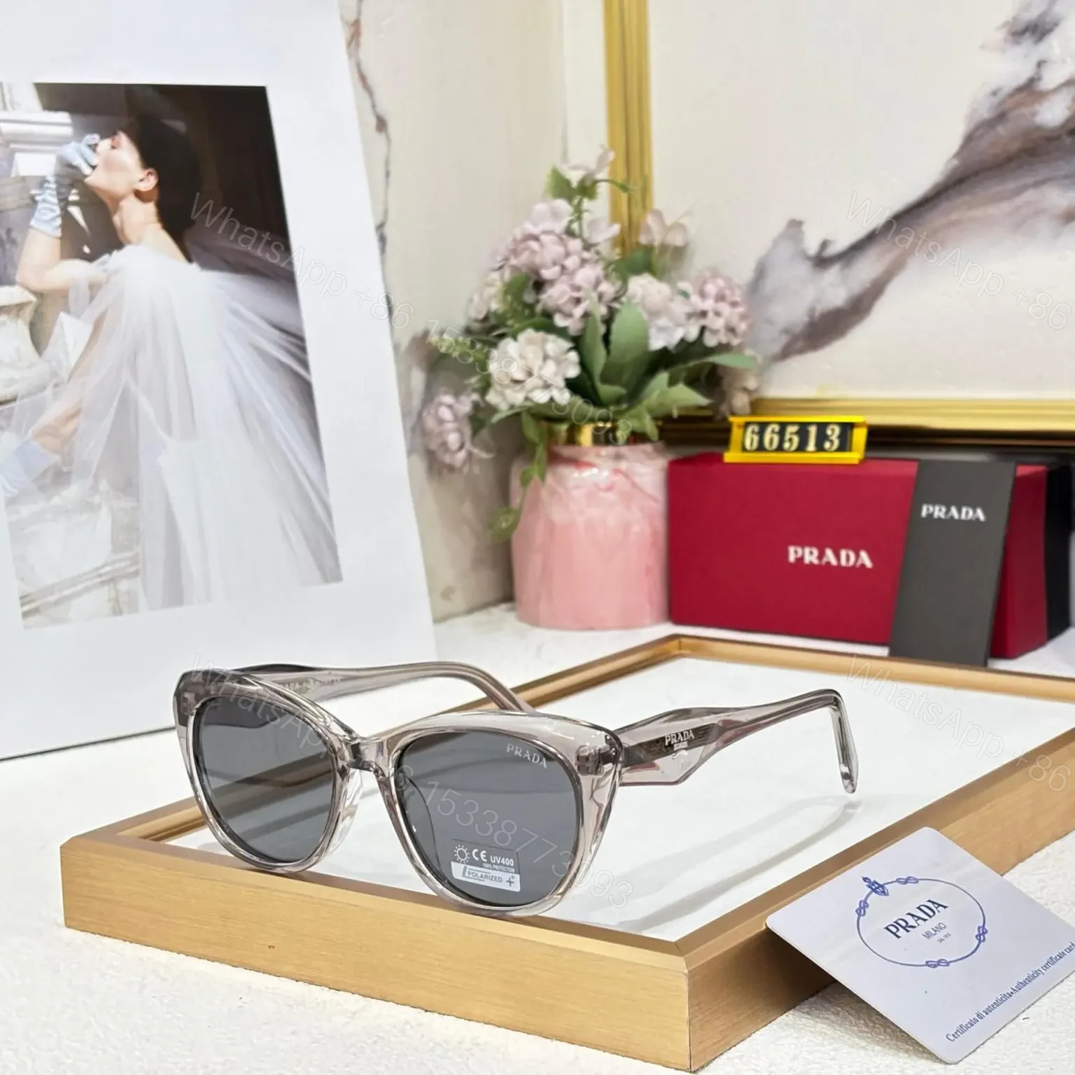 Prada Cateye Polarised Sunglasses Black — view 1