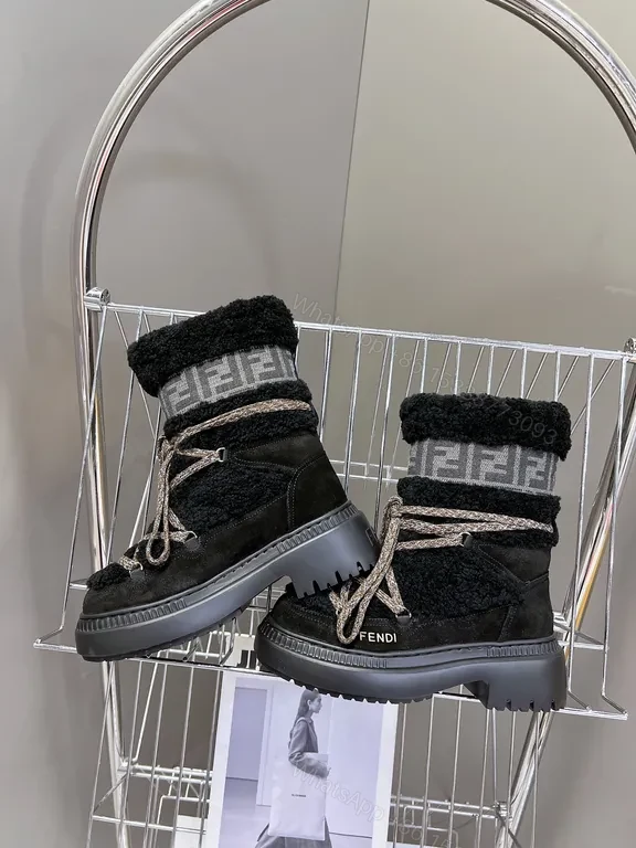 View 3 of Statement Knit Boots: Luxe Fendi-Inspired High-Tops with Plush Warmth
