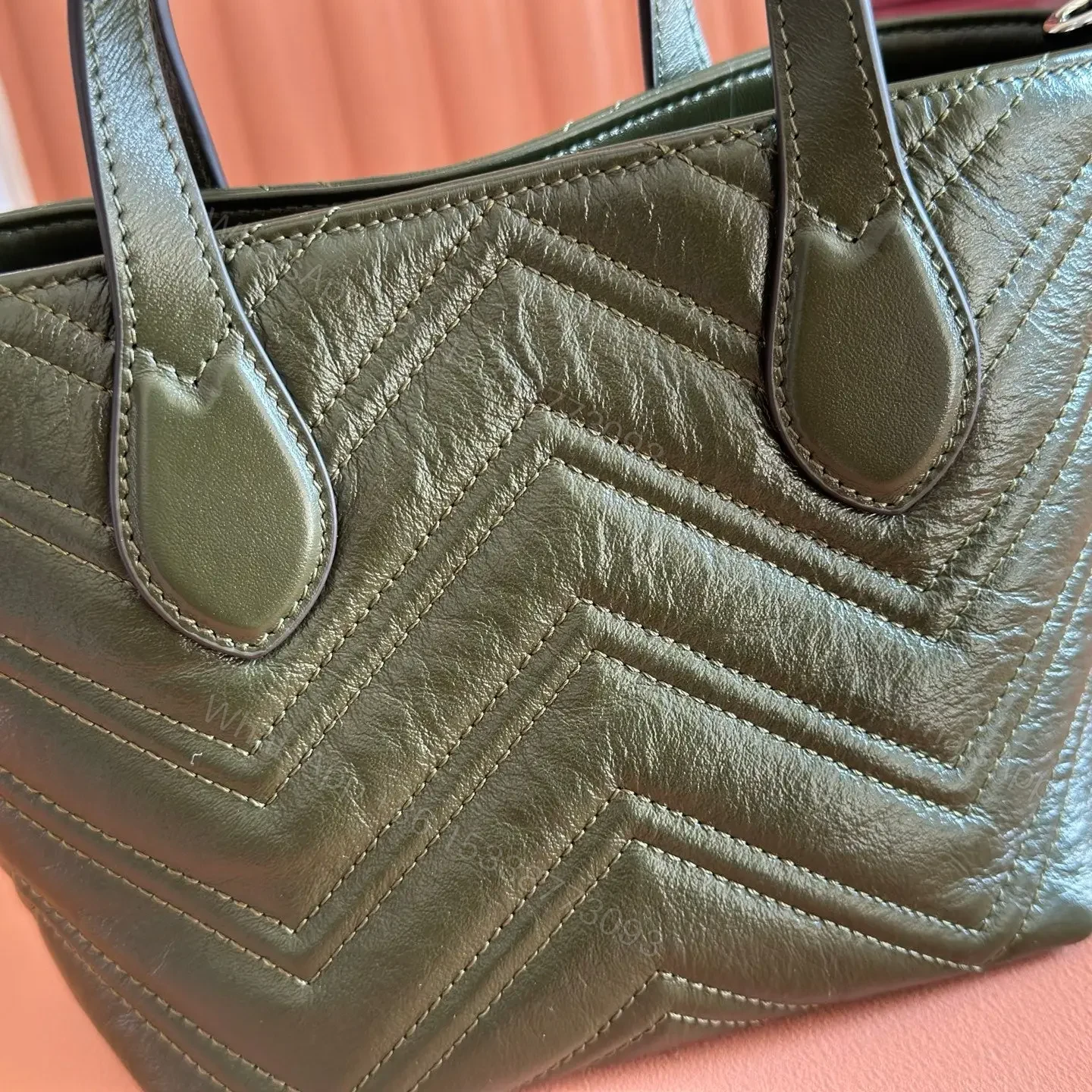 View 5 of GUCCI GG MARMONT TOTE BAG 17 IN MOSS GREEN