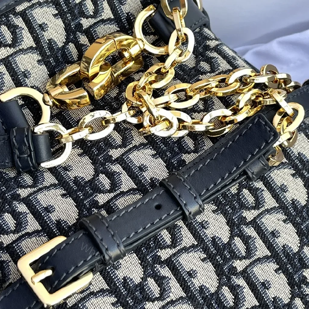 View 2 of Structured Classic Monogram Canvas Bucket Bag with Gold Hardware