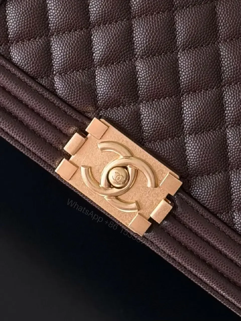 View 9 of Quilted Leather Shoulder Bag with Chain-Detail Elegance