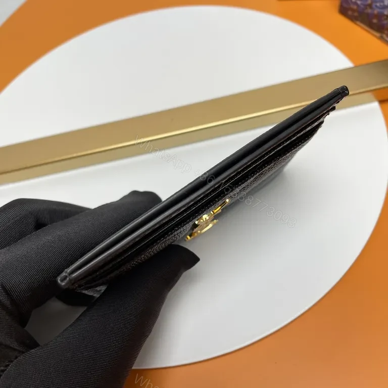 View 5 of Chic Black Textured Leather Wallet with Gold YSL Logo