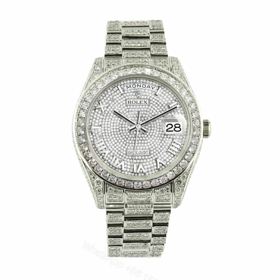 Rolex Datejust II 116300 Super Clone : Iced Out Baguette Diamond White Gold Tone 41mm — view 1