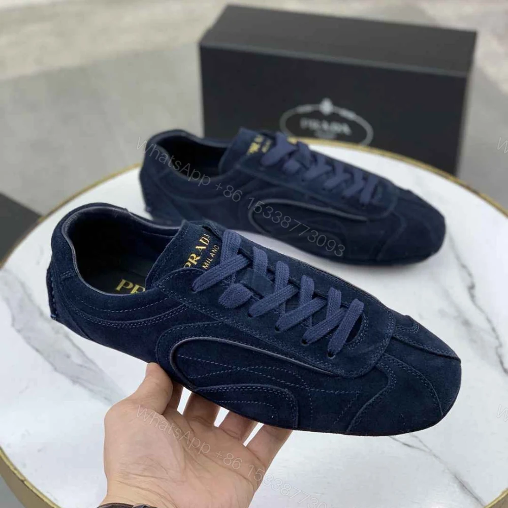 View 2 of Prada Montecarlo Re Edition 2005 Suede Sneakers Navy