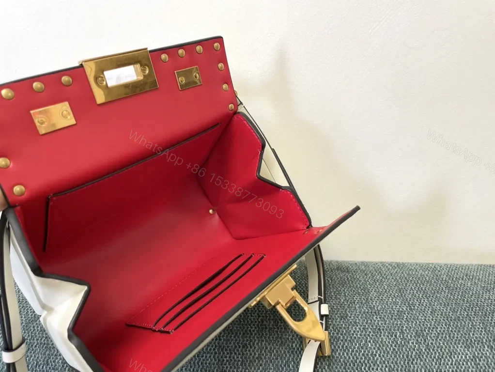 View 4 of Ivory Rockstud Box Bag: Valentino Garavani Mini Crossbody