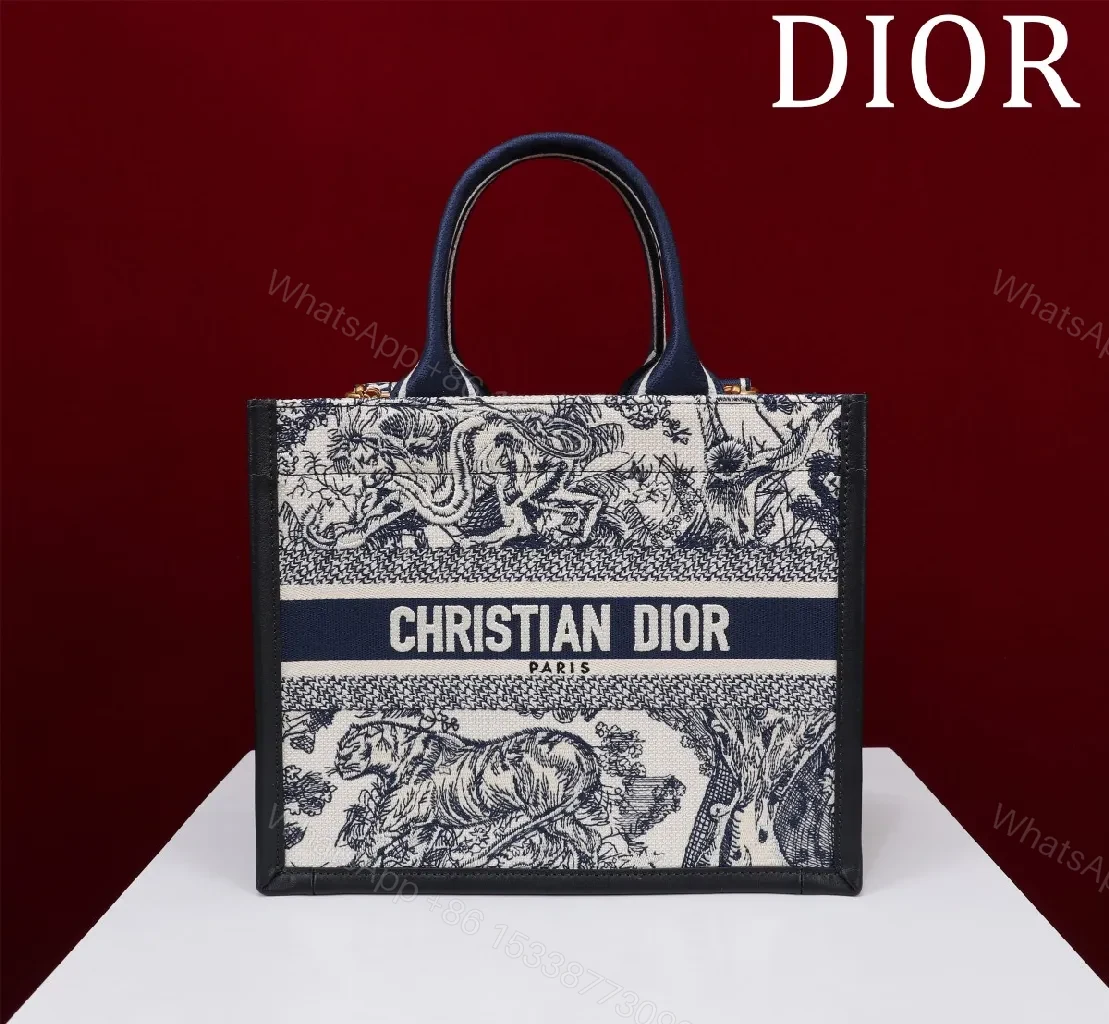 View 5 of Ivory Cream + Textile Panel + Structured Tote + Bold Dior Stripe + Handbag