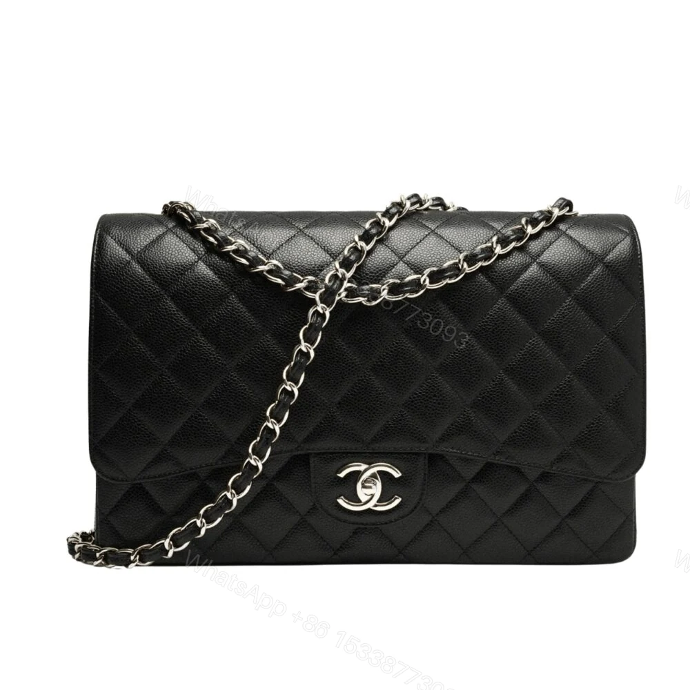 Chanel Maxi Classic Handbag Sliver Hardware Black 33Cm — view 1