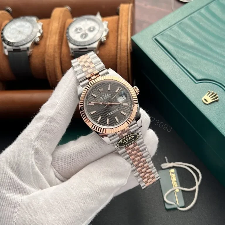 View 2 of Replica Rolex Datejust 41 Grey Dial Rose Gold & Steel