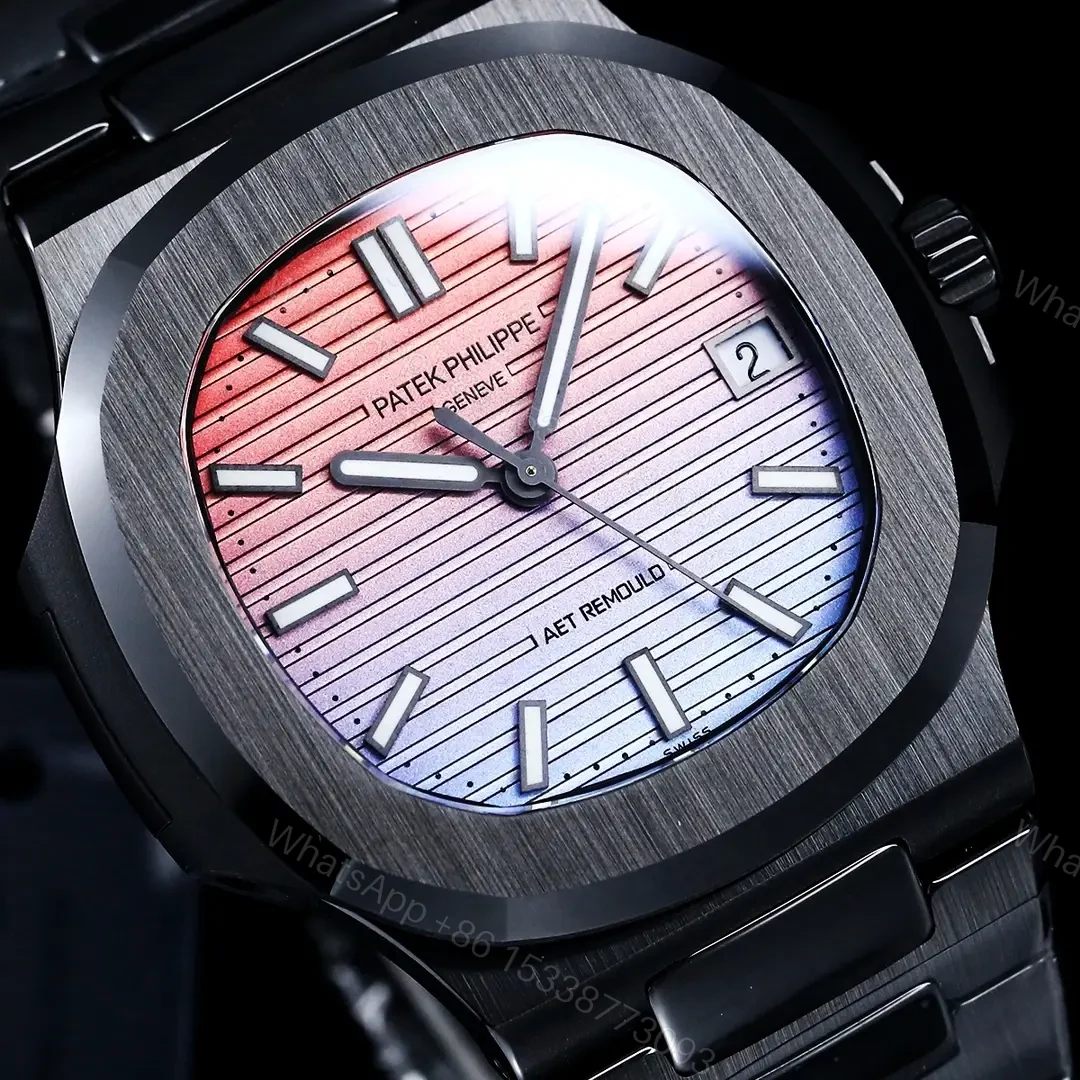 View 5 of Patek Philippe Gradient Black Nautilus Ceramic Bracelet Pink Blue Dial 40mm PP-NAU-GRAD-PBL-CER40