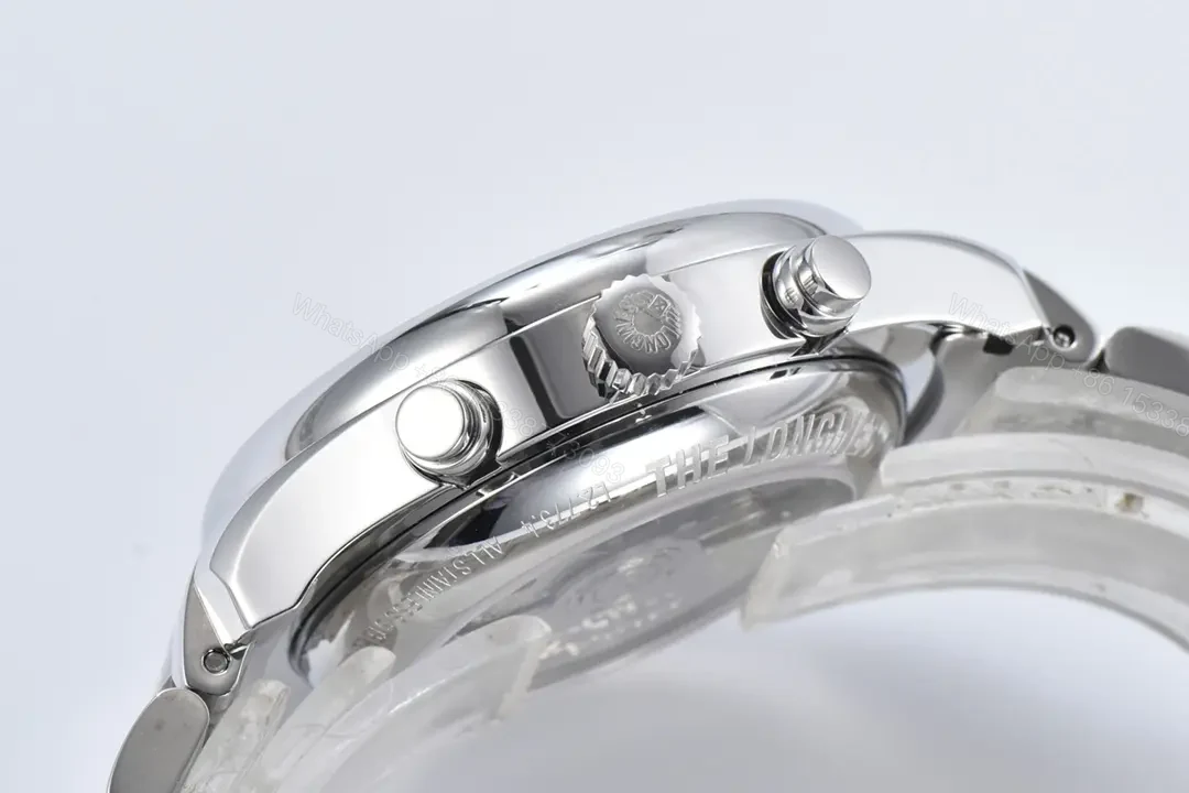 View 6 of Longines Master Collection Moon Phase Chronograph Watch Silver Stainless Steel with Green Dial 42mm