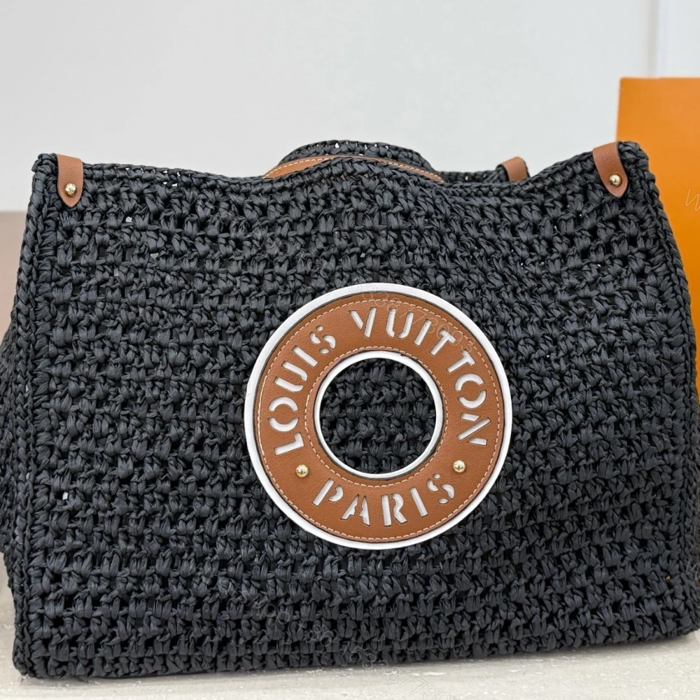 View 2 of Louis Vuitton Onthego MM Raffia Black 37Cm