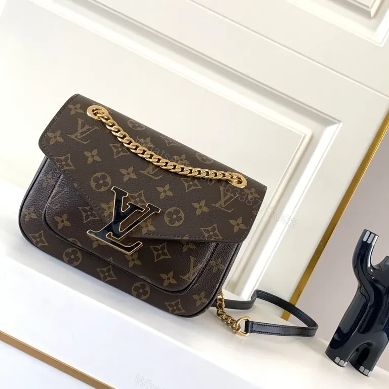 Compact Monogram Canvas Bag with Luxe Chain, Crossbody Style — view 1