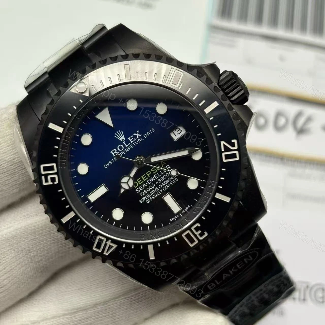 View 3 of Replica Rolex Deepsea Sea-Dweller Black PVD 116660 D-Blue