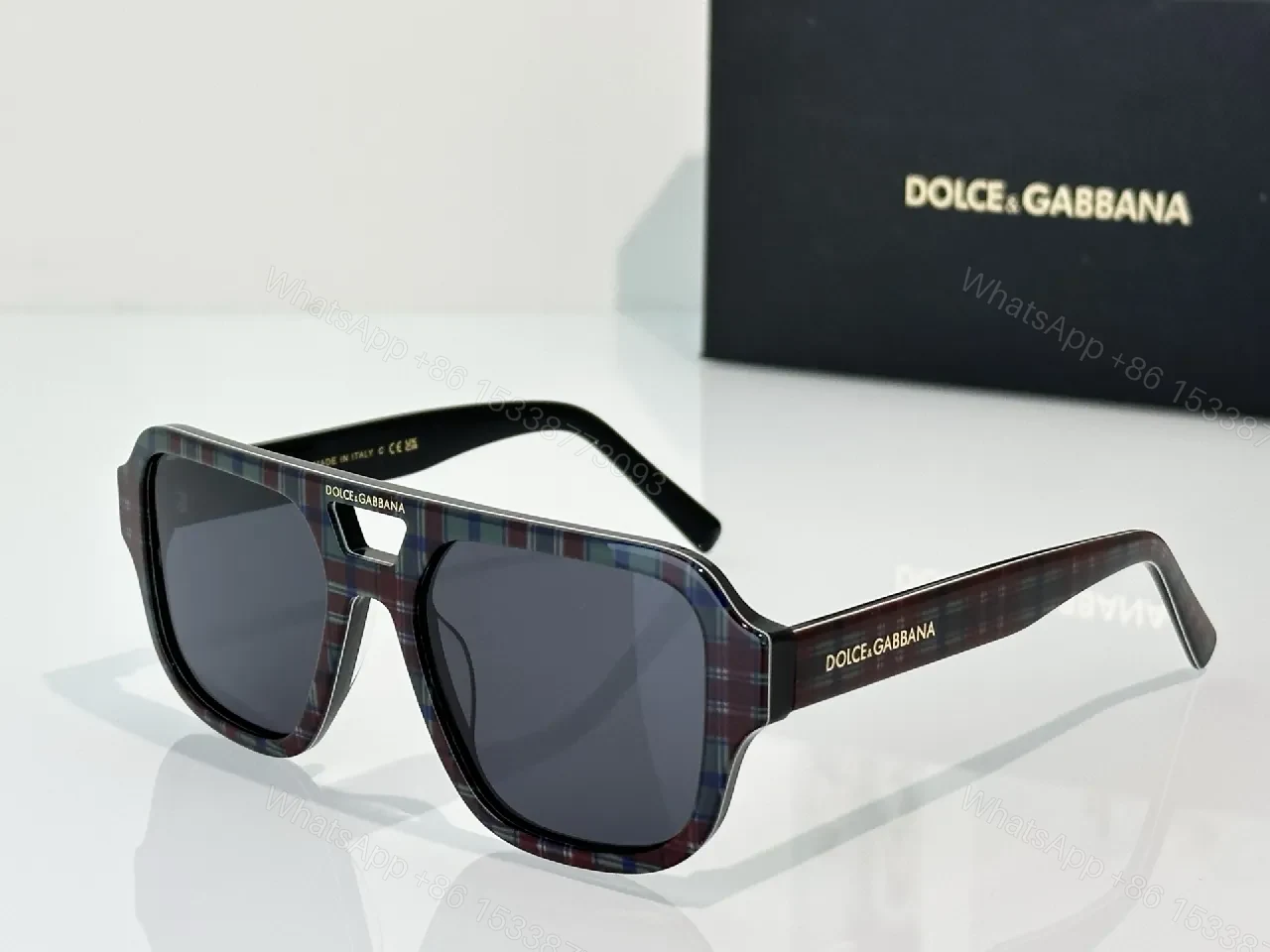 Bold Plaid Frames Sunglasses: Designer-Style, UV Protection — view 1