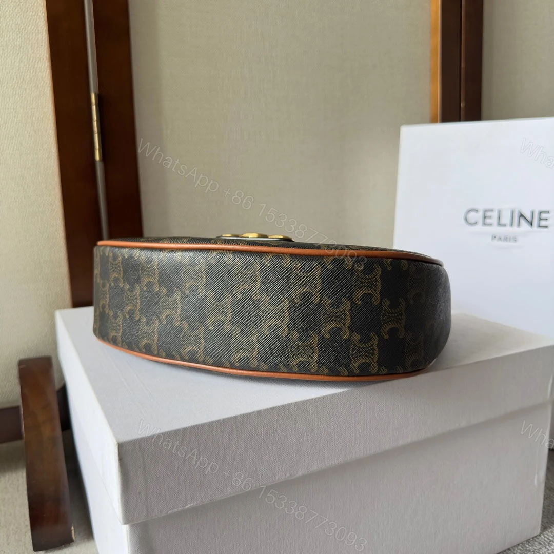 View 4 of CELINE AVA TRIOMPHE SOFT BAG IN CANVAS AND CALFSKIN TAN