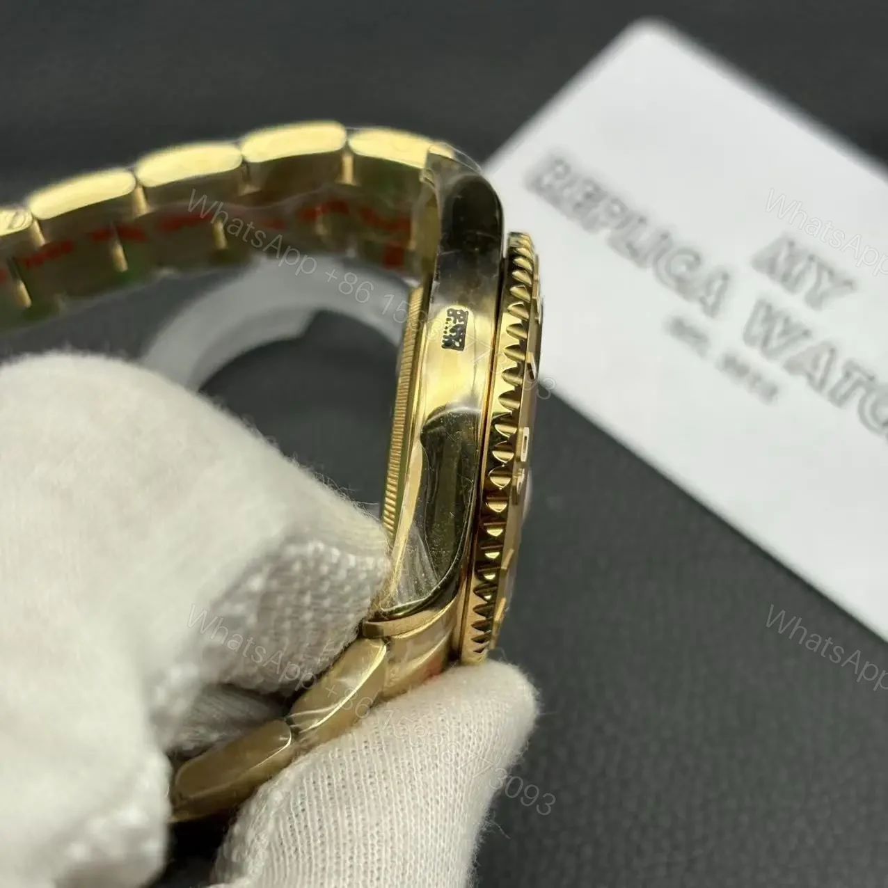 View 6 of Replica Rolex Yacht Master Full Gold White Dial