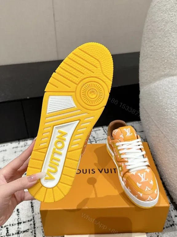 View 9 of Vibrant LV-Inspired Monogram Low-Top Sneakers