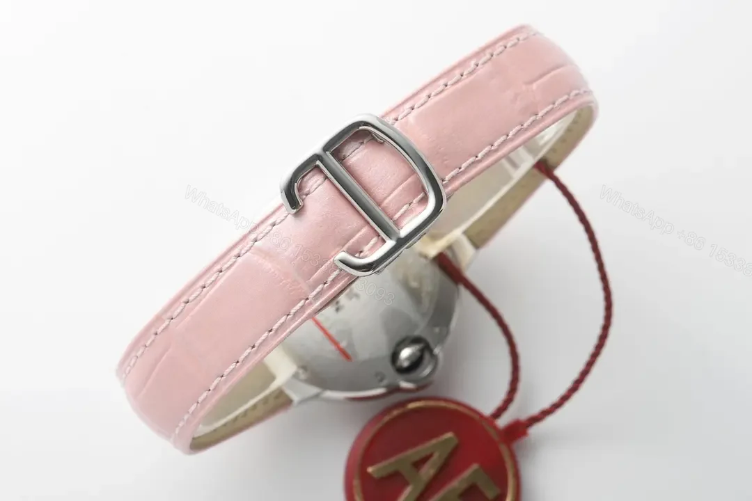 View 9 of F1 Factory Cartier 33mm Blue Balloon Watch with Pink Dial and Leather Strap