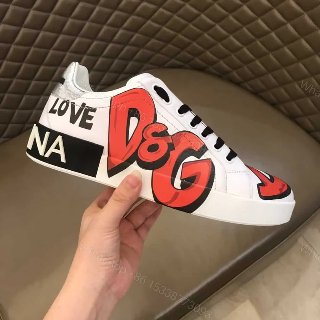 View 2 of DOLCE & GABBANA CALFSKIN PORTOFINO SNEAKERS WITH PATCHES OF THE DESIGNERS – DG02