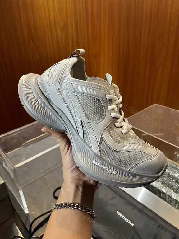 View 4 of White Silver Mesh Sneaker - Bold Curved Sole, Imitation Balenciaga Style