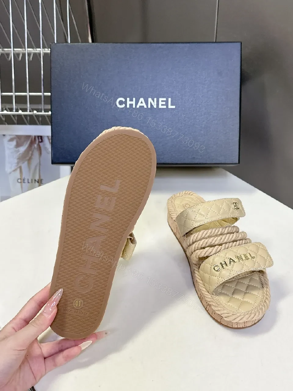 View 3 of Quilted Sandal with Rope Detail – Elevated Summer Style