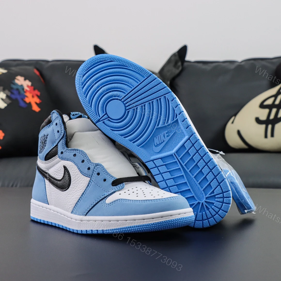 View 3 of Air Jordan 1 Retro High White University Blue Black Reps