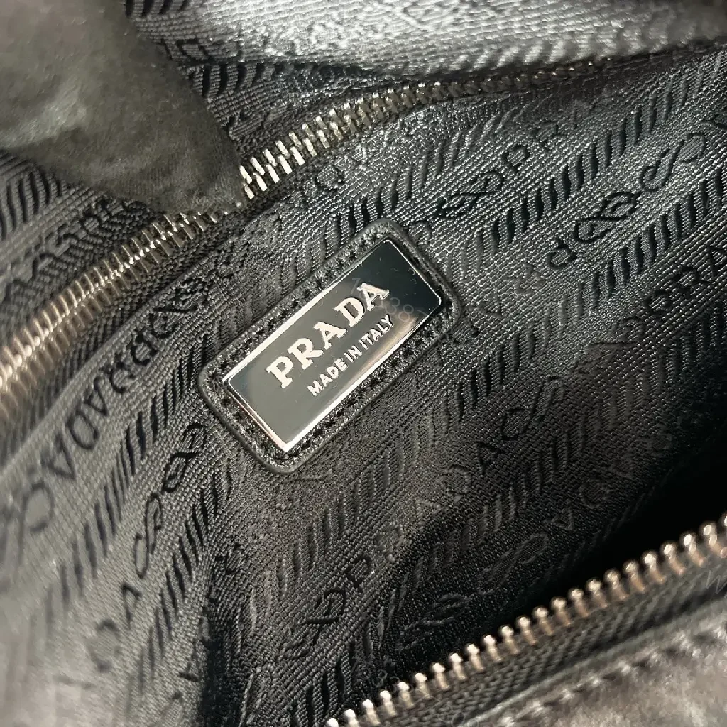 View 7 of Black Leather-Look Modern Hobo Shoulder Bag with Logo Closure