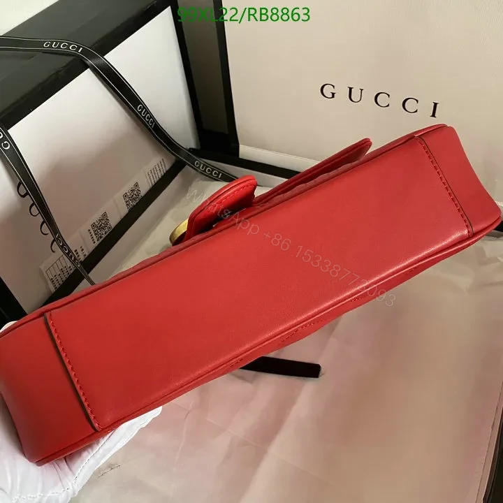 View 21 of Small Gucci GG Marmont Chain Bag in White Chevron Leather 987654