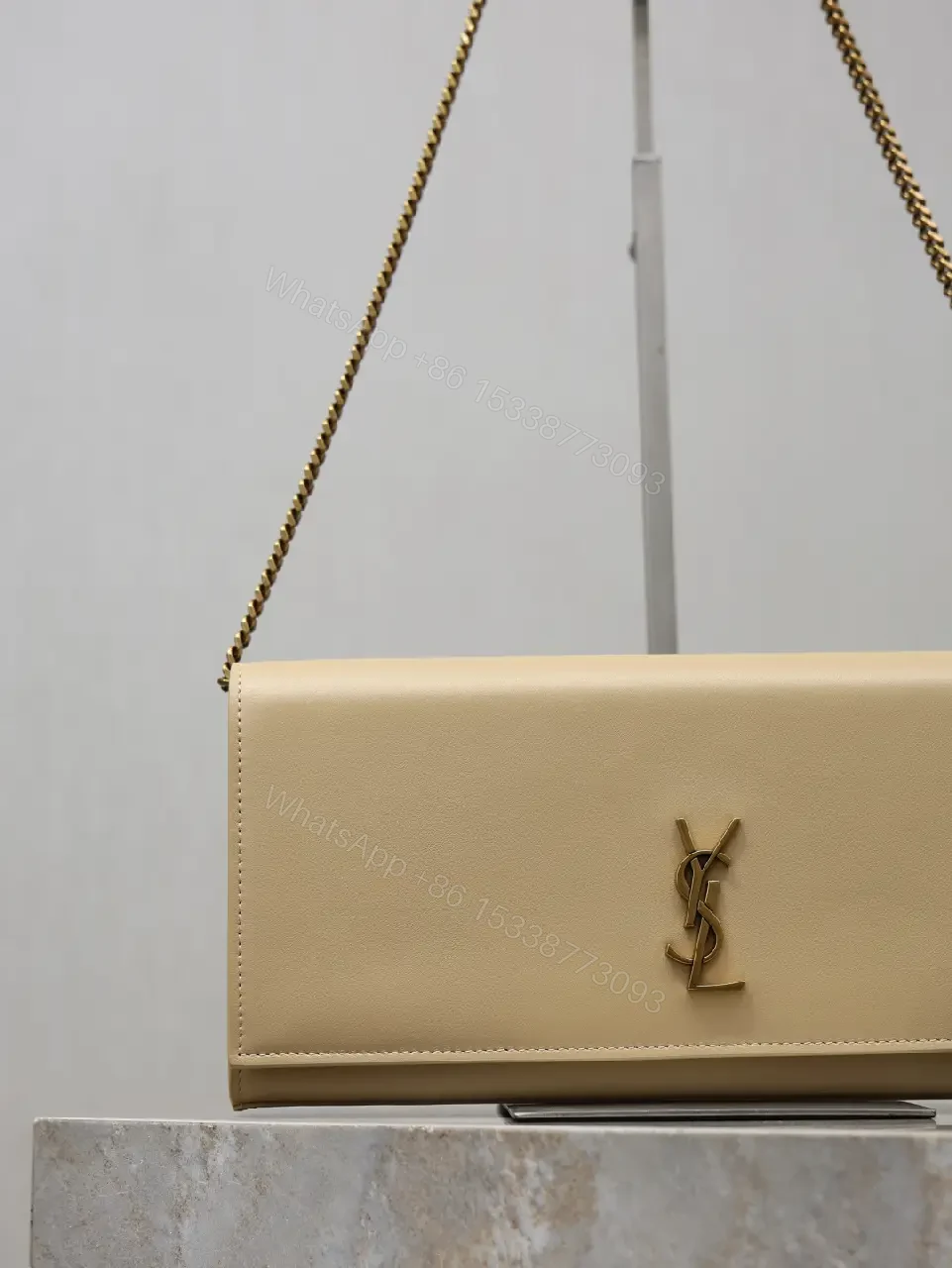 View 9 of Minimalist Saddlebag with Signature Chain, Leather, Compact Crossbody
