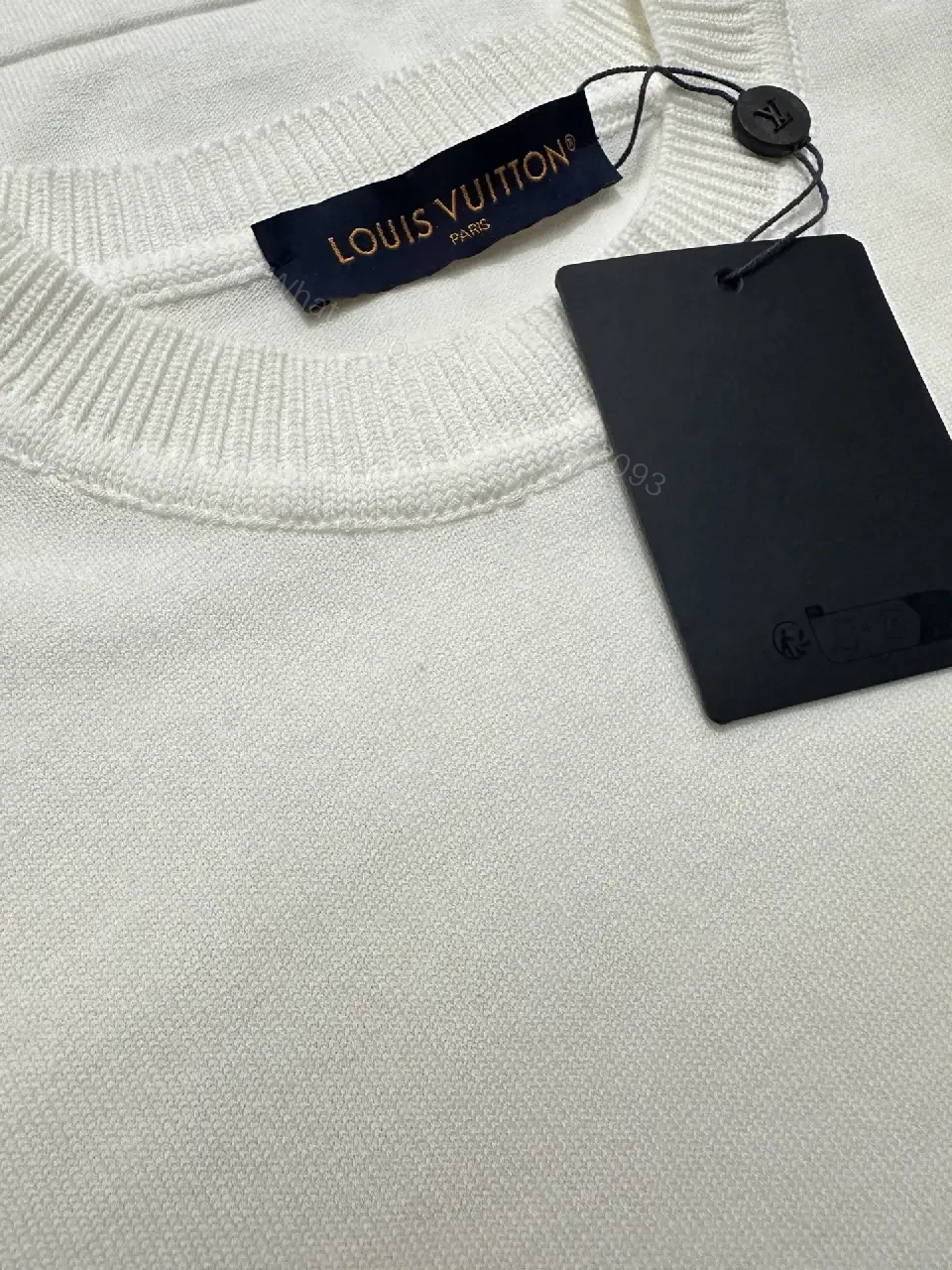 View 8 of White Cotton Oversized Tee with Diagonal LV Logo Shirt
