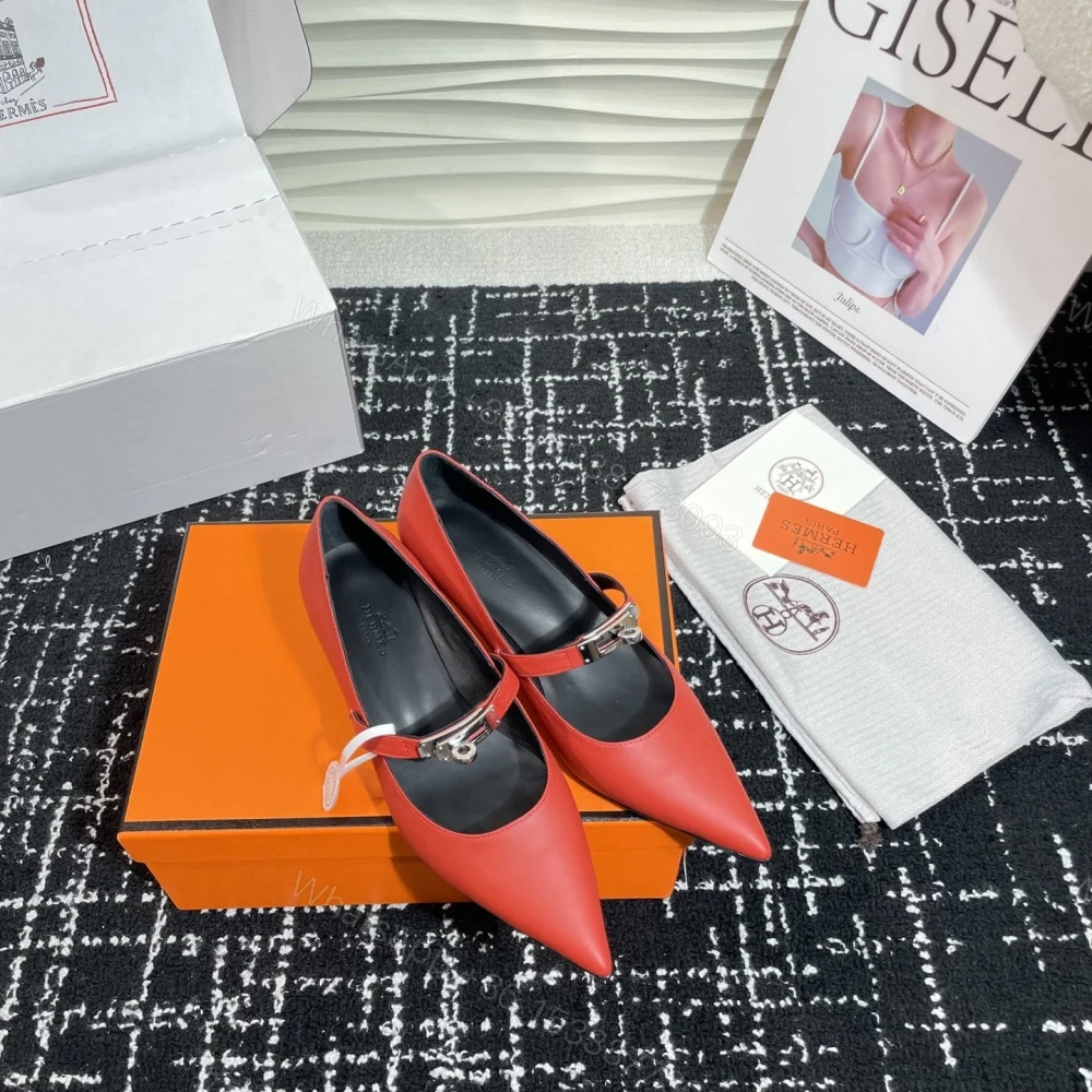 View 6 of 高仿Hermes*Kelly系列H251007Z06小牛皮高踭鞋紅色4CM免檢版