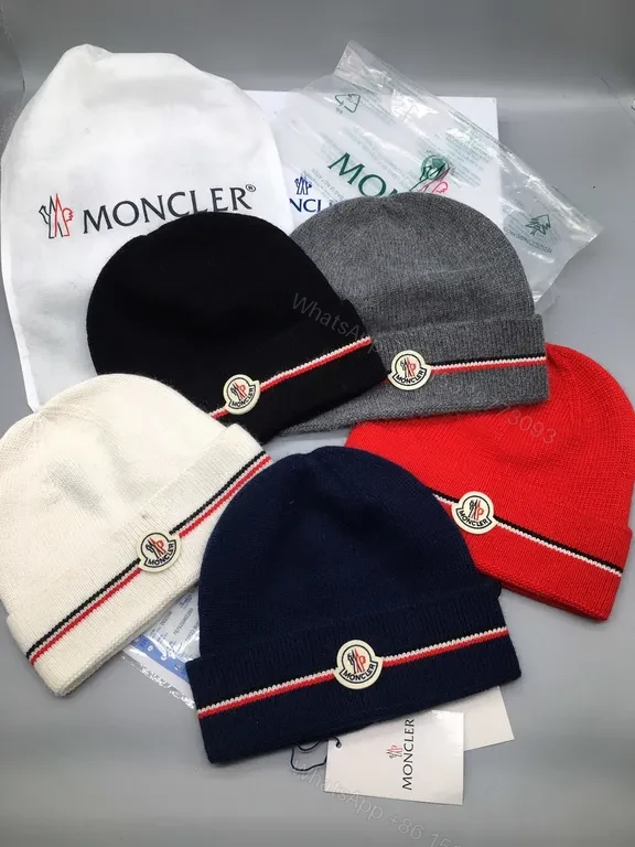 View 3 of Cozy Moncler Knit Beanie - Signature Patch, Black, Luxury