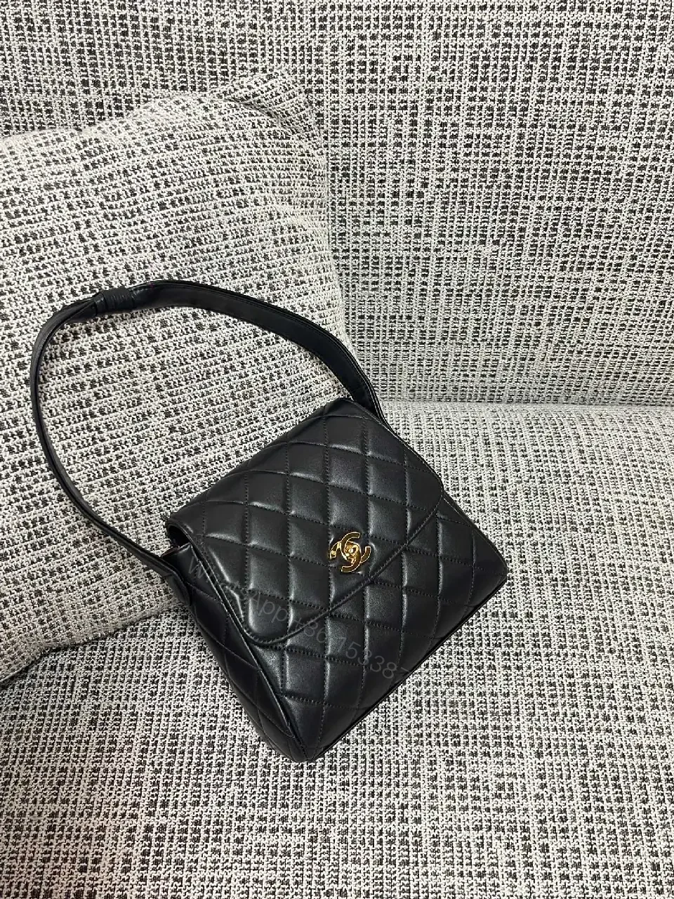 Quilted Crossbody Bag with Gold Hardware, Leather, Luxury Style — view 1