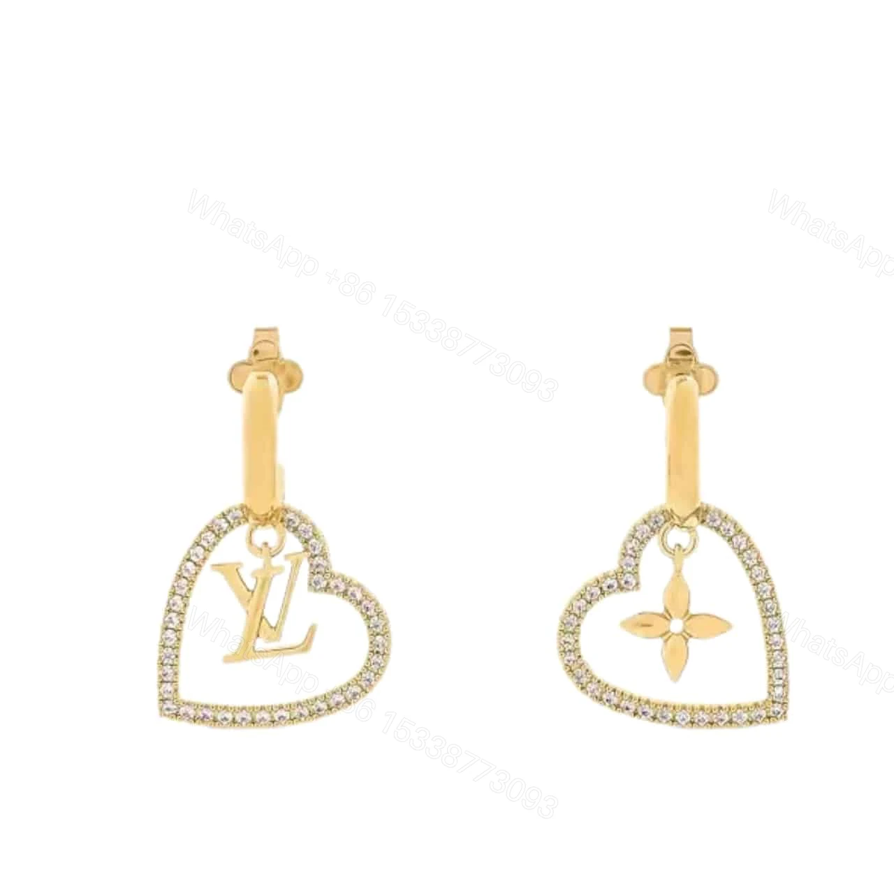 LOUIS VUITTON HEART EARRINGS WHITE M02308 — view 1