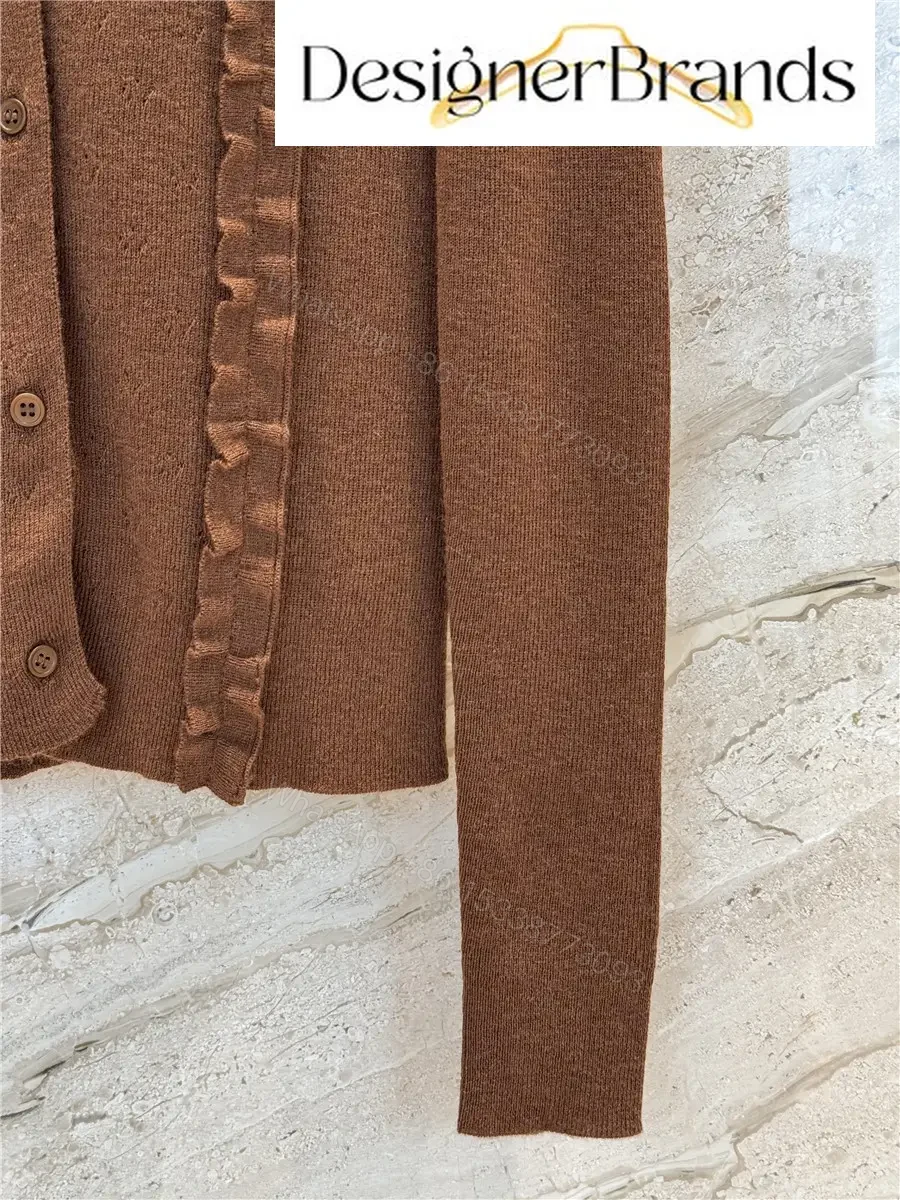 View 7 of Miu Miu Silk and Cashmere Ruffled Knit Cardigan