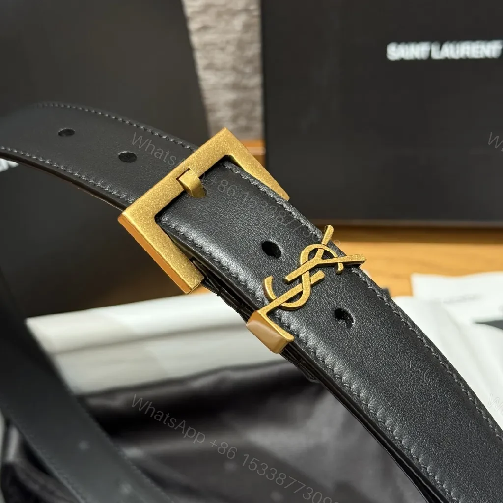 View 9 of Bold Leather Belt with Gold-Tone Hardware Accessory