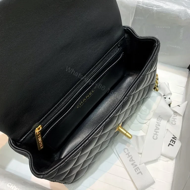 View 3 of Classic Quilted Black Bag with Gold Hardware - Luxury Leather Tote