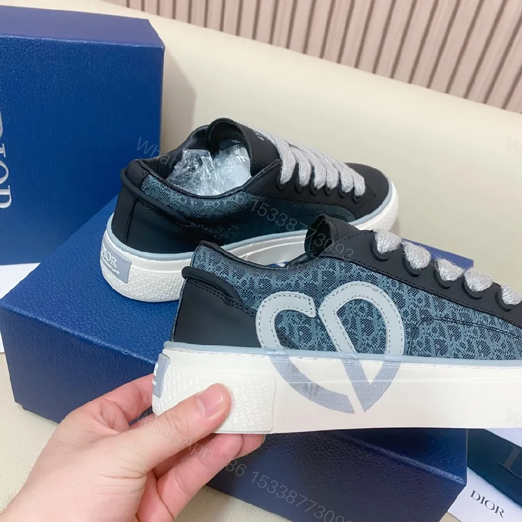 View 3 of Black Leather Trainers, Dior-Style High-Tops, Bold Branding, Luxury Casual Sneakers