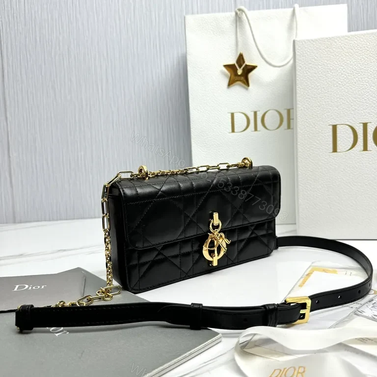 View 3 of Quilted MinaudiÃ ̈re: Black Leather, Dior Charm Luxury Bag