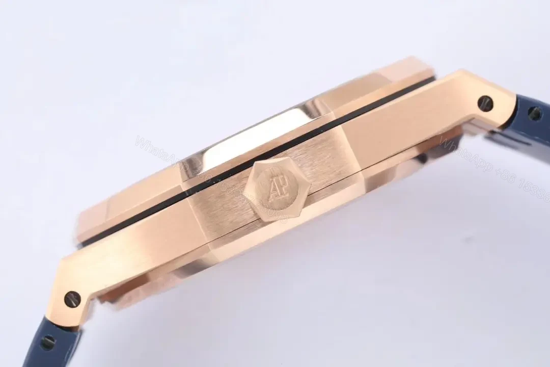 View 5 of V9 Factory Audemars Piguet Royal Oak Ultra-Thin Tourbillon – Rose Gold Case, Blue Dial, Rubber Strap