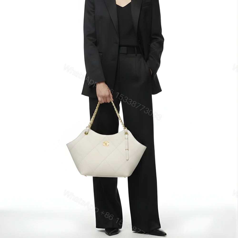 View 9 of Chanel Shopping Bag And Gold Tone Metal White 21Cm