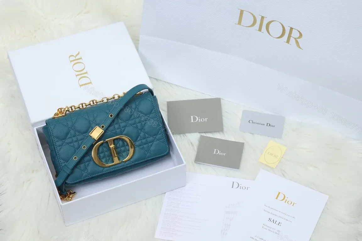 Teal Quilted Chain-Accent Bag in Structured Canvas — view 1