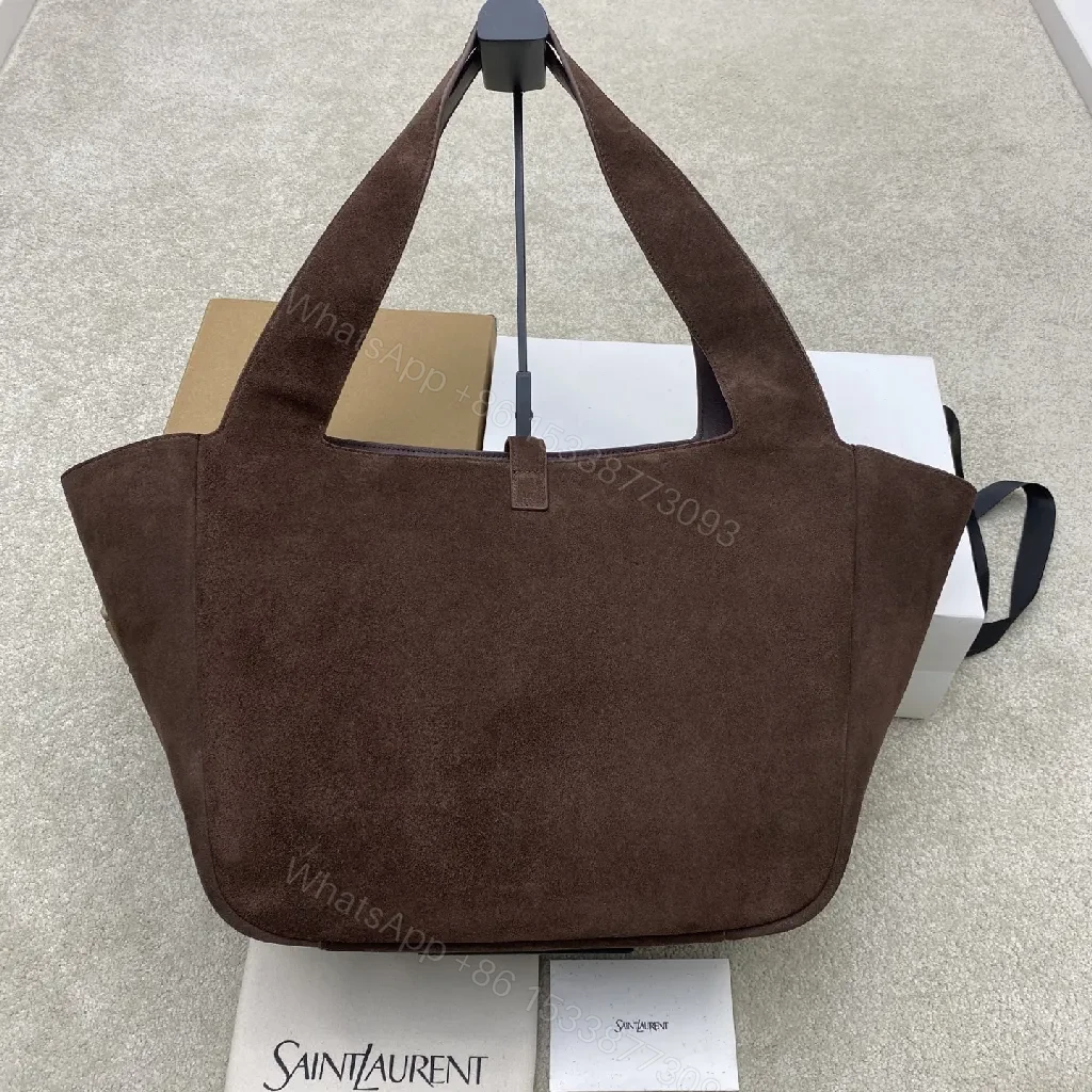 View 2 of Chocolate Suede Tote – Luxe Everyday Carry with Gold Charm