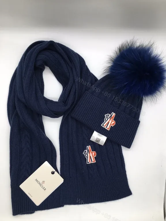 View 9 of Urban Gray Moncler Knit Scarf & Beanie Setâ€”All-Season Luxury