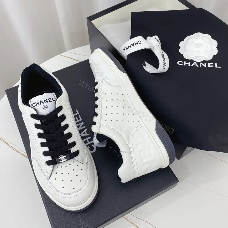 View 8 of White Leather Sneaker: Chanel-Inspired Luxury Comfort Sneakers